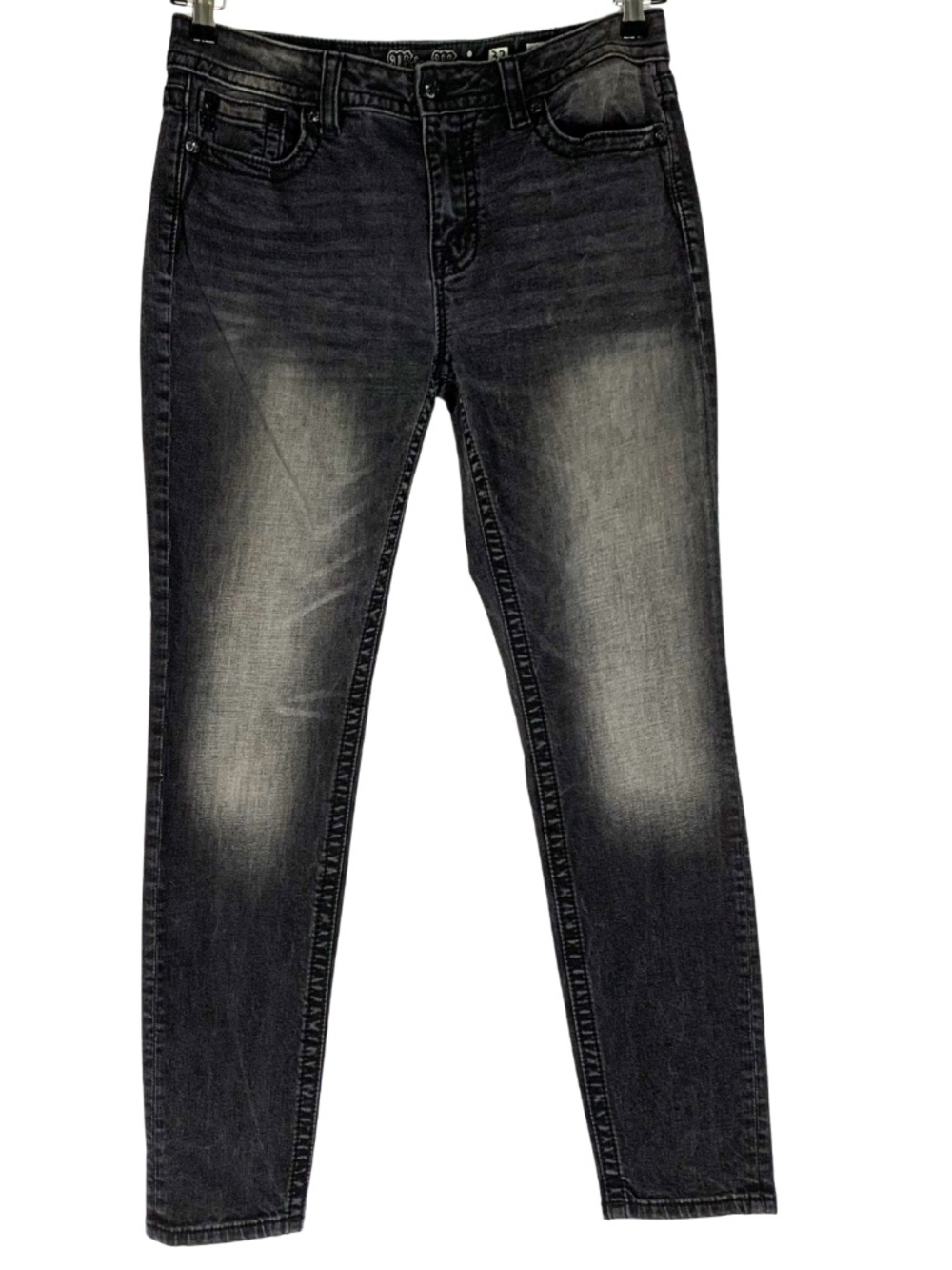 Miss Me Skinny Jeans Washed Black Grey Women's 32 Y2K Indie Sleeze